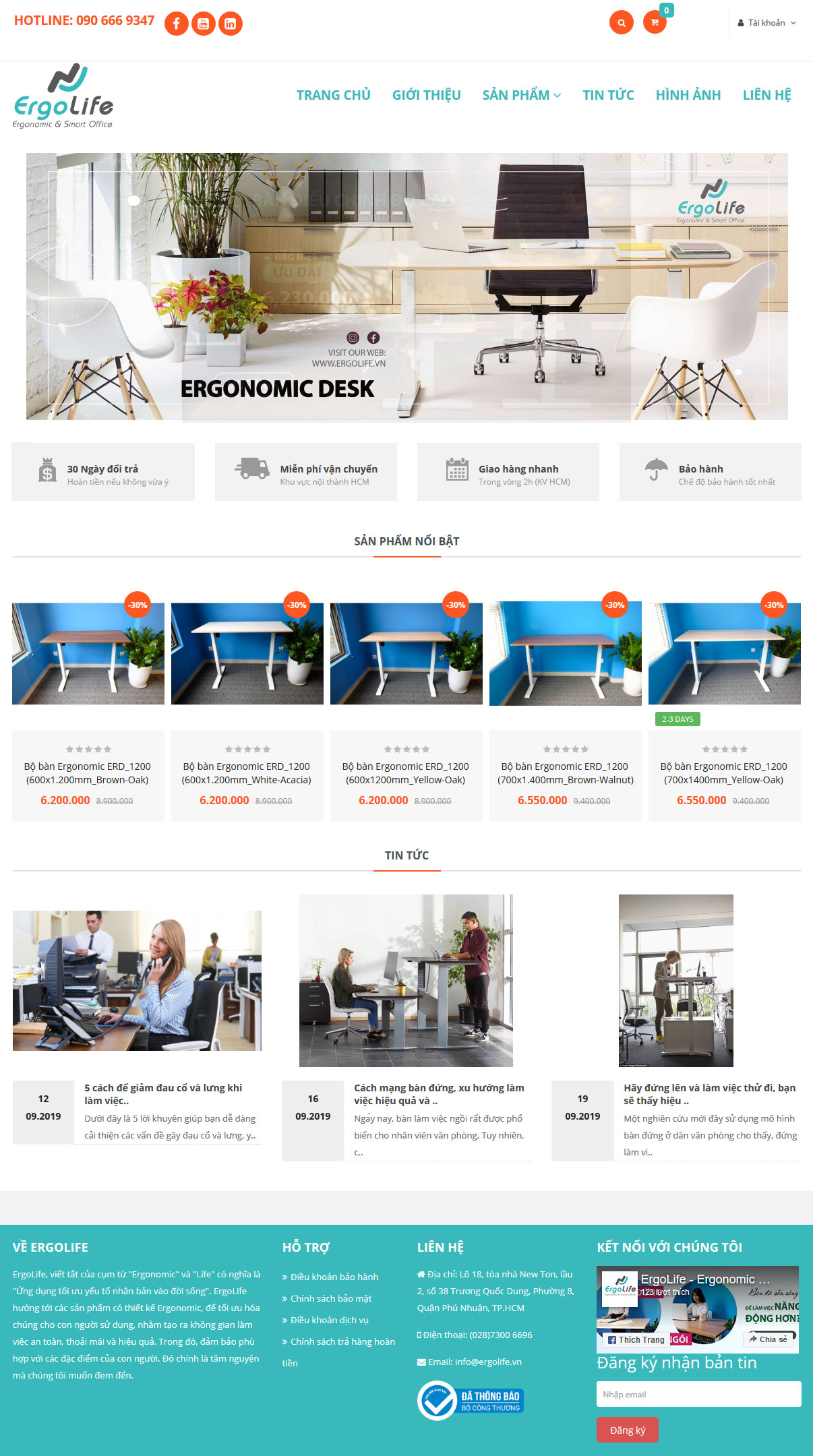 thiết kế web bán bàn ghế thông minh ergomic